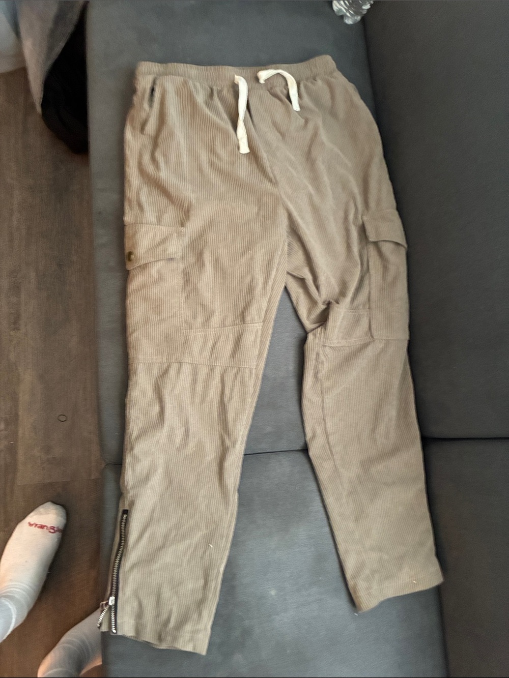 SHEIN women’s Corduroy Cargo Jogger Pants in Light Brown